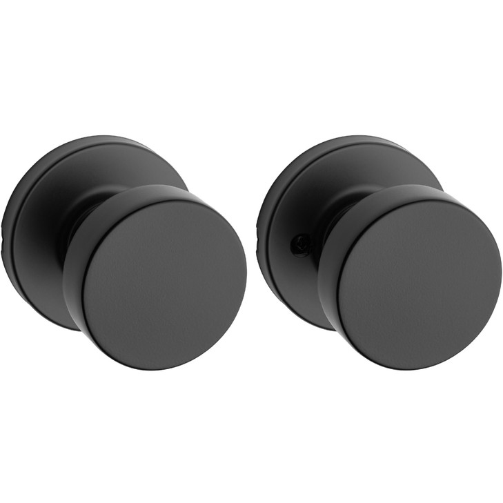 Kwikset Pismo Interior Passage Door Knob, Handle For Closet and Hallway Doors, Non-Locking Doorknob in Matte Black,