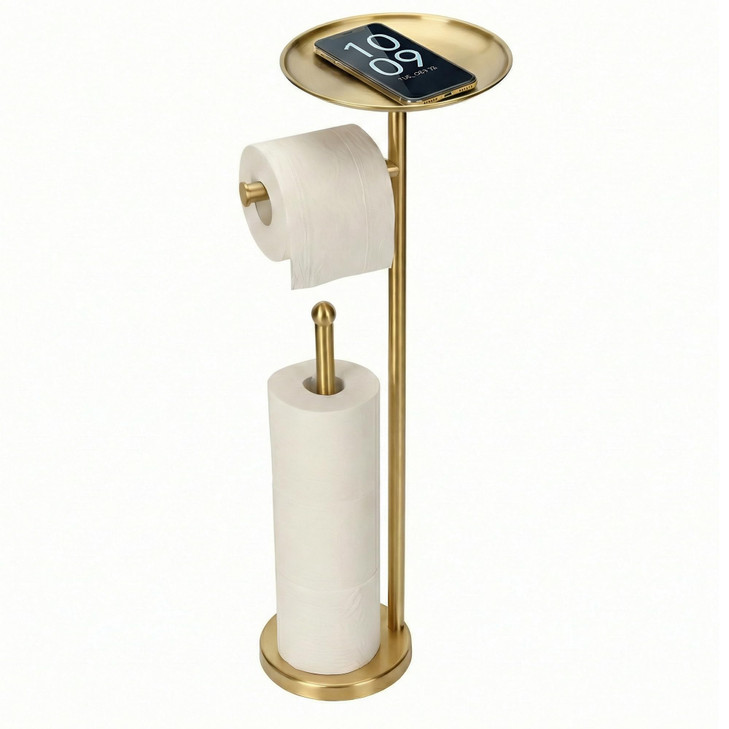 Kalitro Toilet Paper Holder Freestanding with Big Shelf, 4 Rolls Reserve Paper Holder Stand, Modern Paper Roll Holder