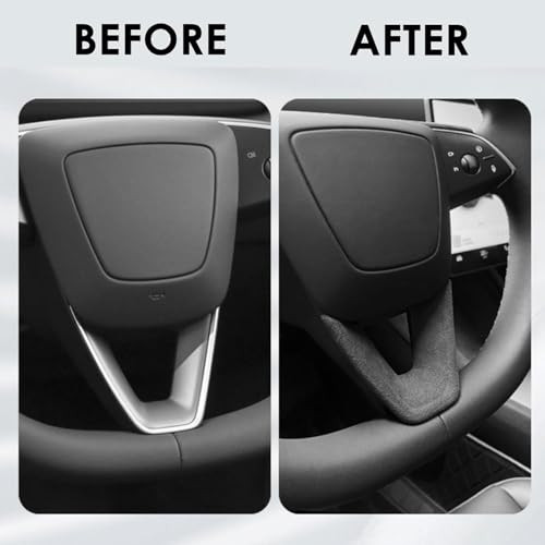 Steering Wheel U Shape Decor Compatible with Tesla Model 3 Y 2026 2025 2024 Suede Interior Accessories Highland