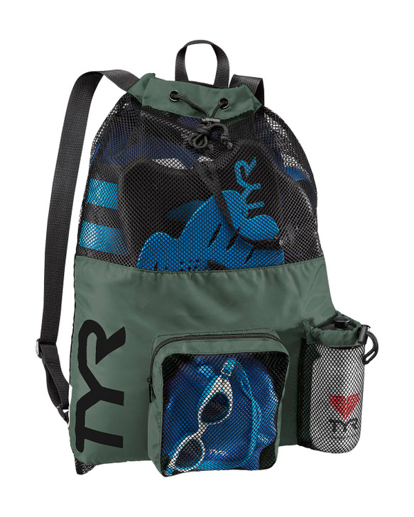TYR Big Mesh Mummy Backpack - Ventilated Swim & Gym Gear Bag, Sage