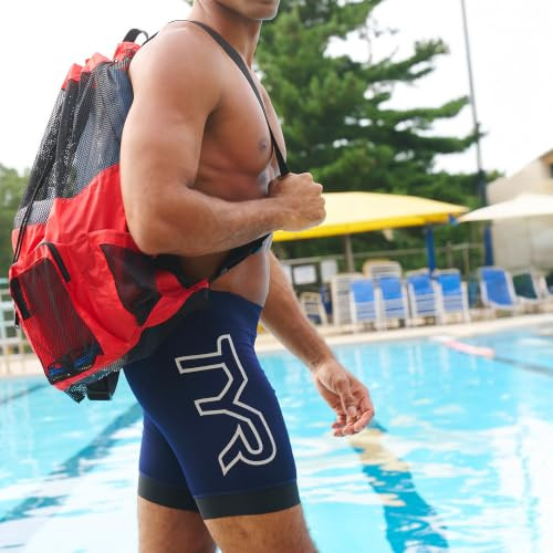 TYR Big Mesh Mummy Backpack - Ventilated Swim & Gym Gear Bag, Sage