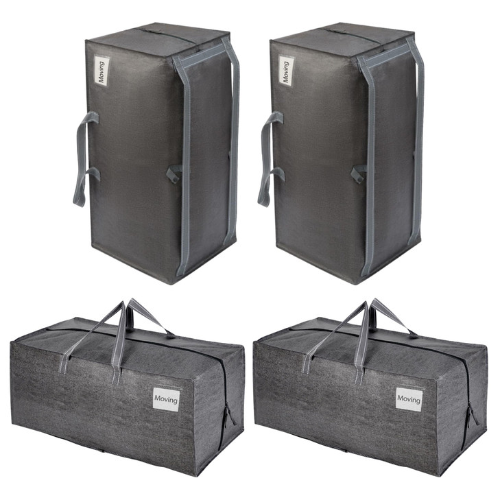 VENO 4 Pack Heavy Duty Moving Bags with Backpack Straps, Zippers & Handles, Extra Large Packing Bags for College Dorm