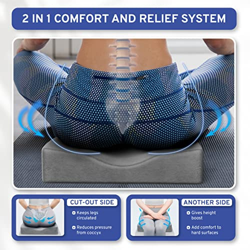 Wedge Car Height Booster Seat Cushion - Office Chair Cushion - Memory Foam Tailbone Pain Relief Cushion for Driving,