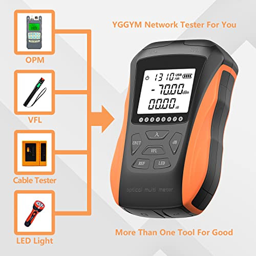 YGGYM Optical Power Meter with Visual Fault Locator, Fiber Light Meter with Cable Tester Function and Li-ion Battery