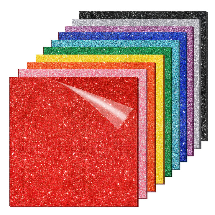 Adrattnay Glitter Acrylic Sheets 1/8" Thick, 10Pcs 8 x 8 in Cast Acrylic Sheets 3 mm for Laser Cutting, Glitter