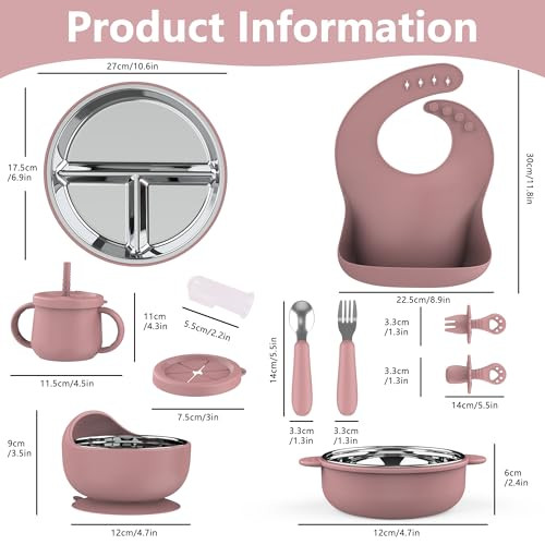 Hepotk 13PCS Baby Feeding Set, Removable Stainless & Silicone, Odor-Free
