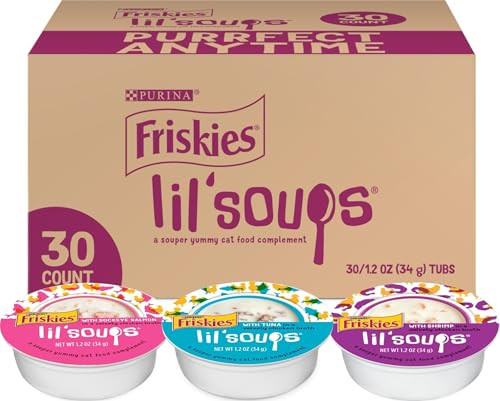 Purina Friskies Lil Soups Topper Variety Pack, 30 Count, 1.2 oz Cups