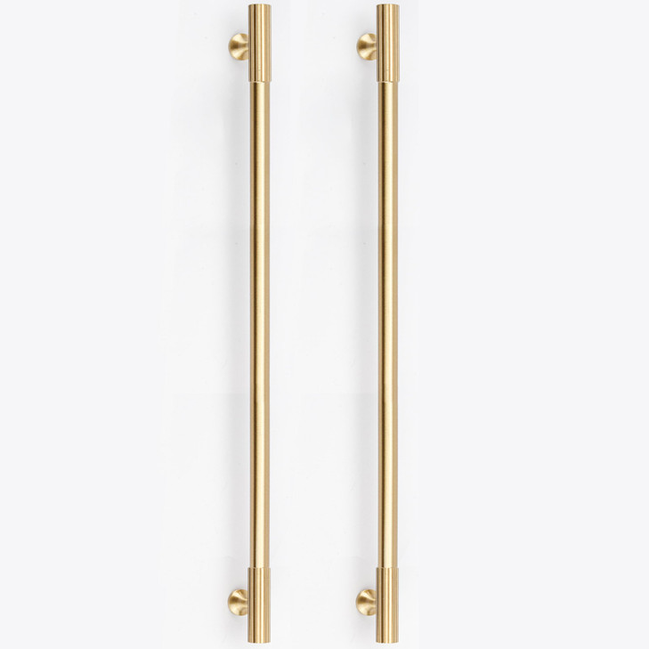 RZDEAL 2pcs Solid Brass Gold Cabinet Pulls, 12-3/5Inch Hole Centers for Kitchen Cupboard Handles Modern Drawer Dresser