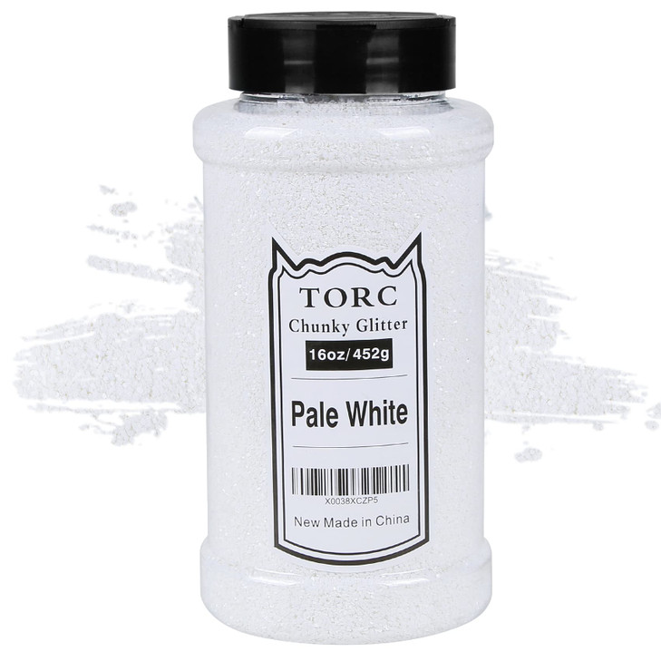 TORC Pale White Chunky Glitter 1 Pound 16 OZ Glitter for Resin Crafts Tumblers Cosmetic Art Festival Decoration