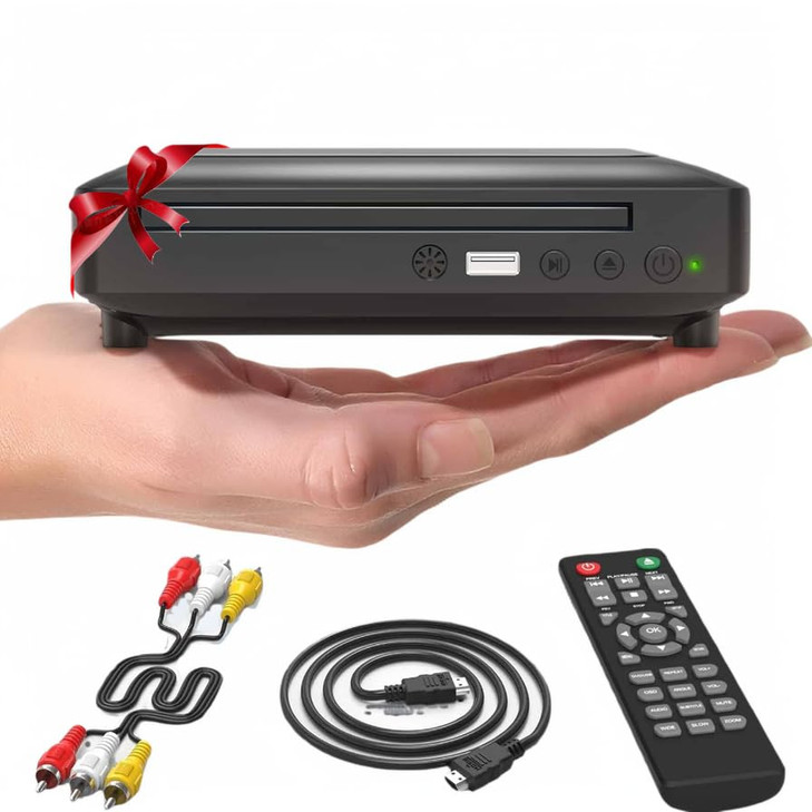 Ceihoit Mini HD DVD Player, CD Players for Home, DVD Players for TV, HDMI and RCA Cable Included, Up-Convert to HD