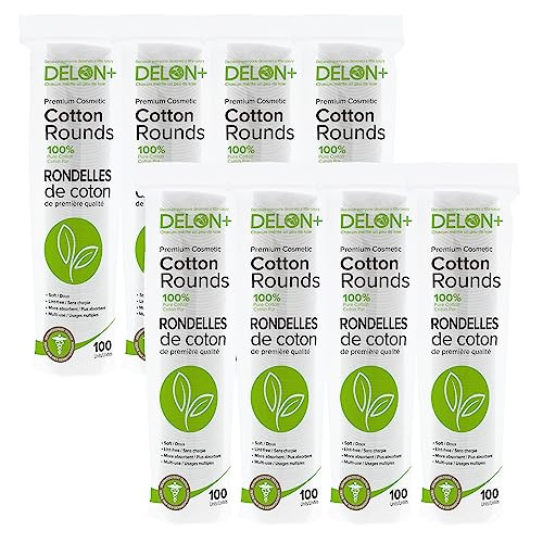 DELON Premium Cosmetic Cotton Rounds, 800 count