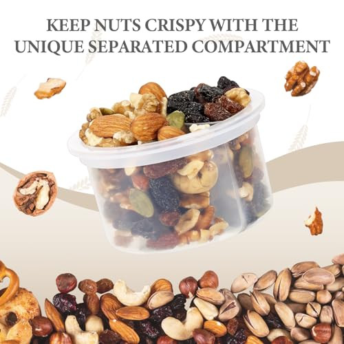 SOLIGT 4 Pack Overnight Oats Containers with Lids, Folding Spoons and Divided Compartments for Fruit & Nuts, Small