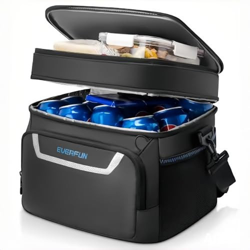 EVERFUN Small Cooler Bag 24 Can Insulated Lunch Box Double Deck Soft Leak-Proof Waterproof Collapsible Ice Chest for