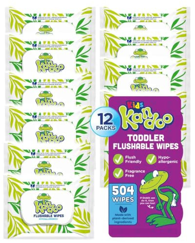 Flushable Wipes for Baby and Kids by Kandoo, Sensitive and Unscented Formula, Hypoallergenic Potty Training Wet