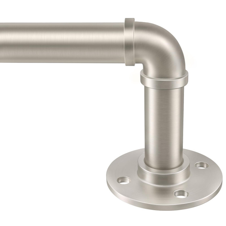 Zeerobee 1 Inch Industrial Curtain Rods, Brushed Nickel, 66"-120"