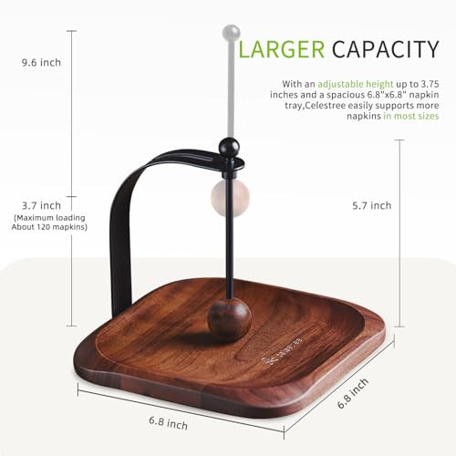 Celestree Napkin Holder for Table, Cocktail Decorative Napkin Holder with Weighted Arm, Modern Square Napkin Holders