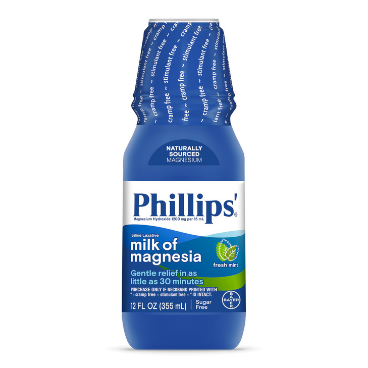 Phillips' Milk of Magnesia, Fresh Mint, 12 Fl Oz - Pack of 4