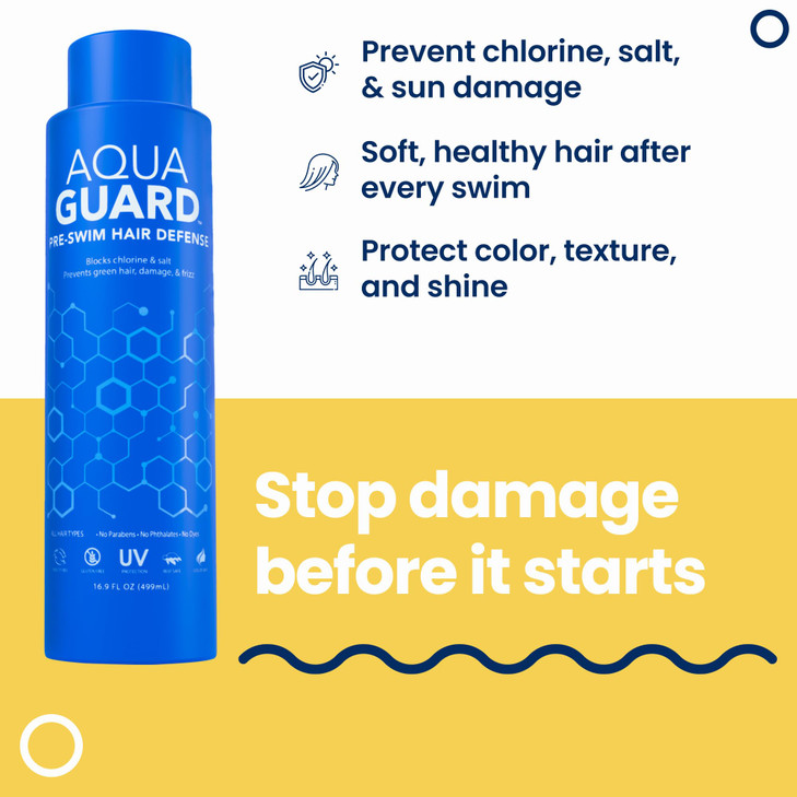 AQUA GUARD Pre-Swim Hair Defense | Family Size for More Swims Per Bottle | Prevents Chlorine Damage + Softens Hair