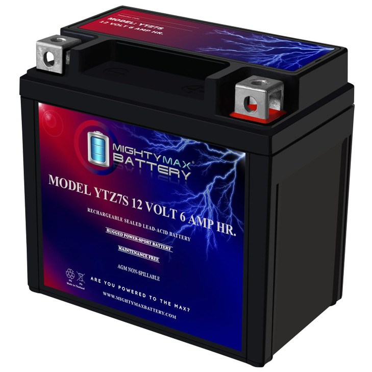 Mighty Max Battery YTZ7S - 12 Volt 6 AH, 130 CCA, Rechargeable Maintenance Free SLA AGM Motorcycle Battery