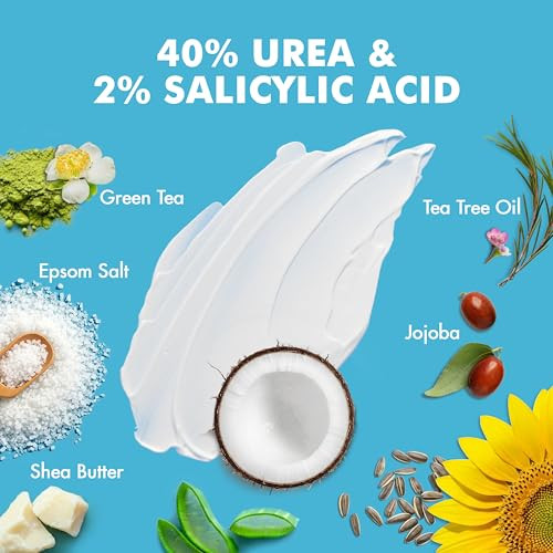 Ebanel Urea Cream 40% plus Salicylic Acid 2% for Dry Cracked Feet Skin, 3PK