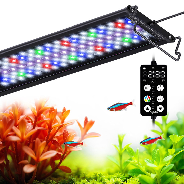 SEAOURA LED Aquarium Light with 24/7 Timer for 18-24in Fish Tank