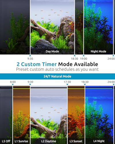 SEAOURA LED Aquarium Light with 24/7 Timer for 18-24in Fish Tank