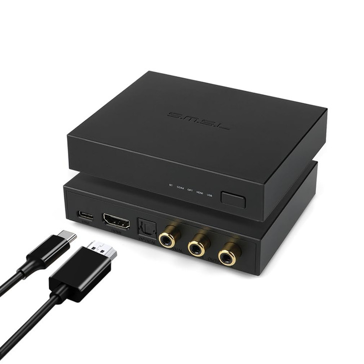 SMSL PS100 Digital to Analog Audio Converter, USB/Optical/Coaxial/HDMI ARC to Stereo L/R RCA Output DDC Digital