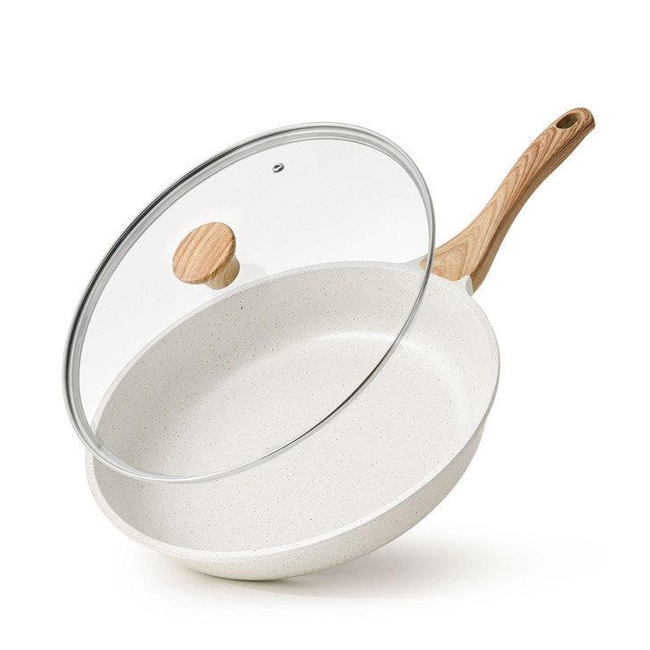 SENSARTE 9.5Inch Nonstick Ceramic Frying Pan with Lid, PFAS/PTFE/PFOA Free