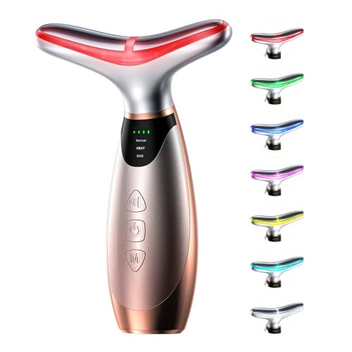 Pedete Facial Massager, 7 Colors Red Light Therapy for Face and Neck,Silver