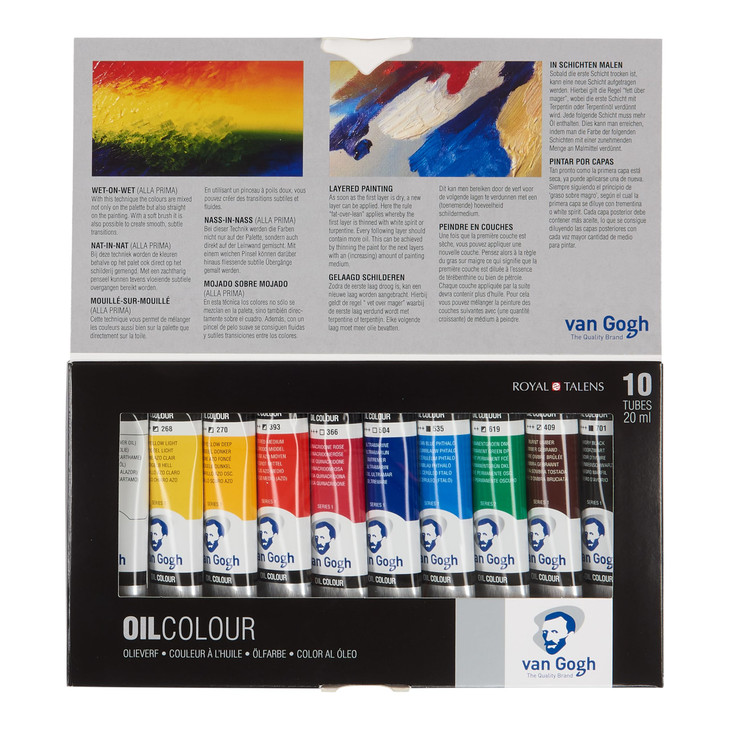 Van Gogh Oil Paints - Set of 10, Assorted Colors, 20 ml Tubes