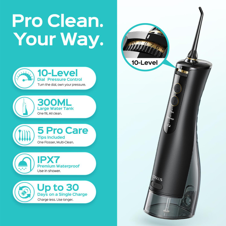 COSLUS ADA Accepted E40 Water Dental Flosser, 10 Pressure Levels Easy Use