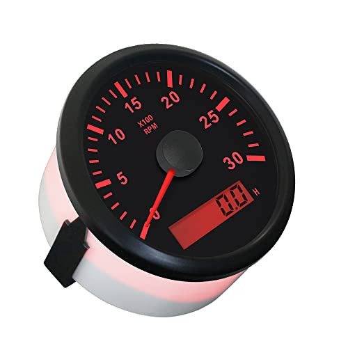 ELING Waterproof Tachometer REV Counter RPM Gauge with Hour Meter 0-3000RPM 85mm 9-32V with Backlight
