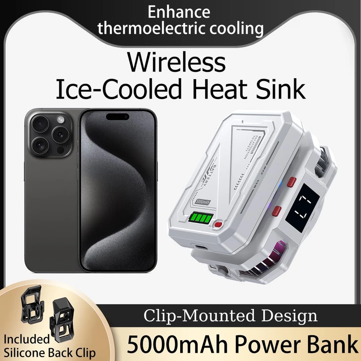 Magnetic Phone Cooler with Rechargeable Battery, LED Cooling Fan with Semiconductor Cooling,Phone Cooler with Power