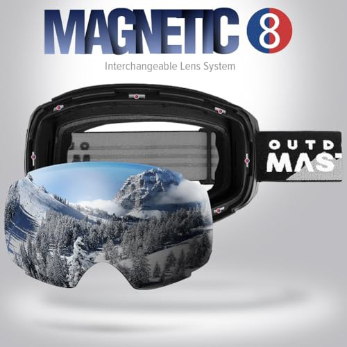 OutdoorMaster Ski Goggles PRO, OTG Snow Goggles with Interchangeable Lens