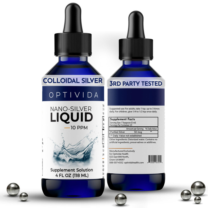 Optivida Colloidal Silver Liquid - 10 PPM Liquid Silver Immune Support, Pure Nano Silver Hydrosol Liquid for Family Wellness - Natural Silver Water f