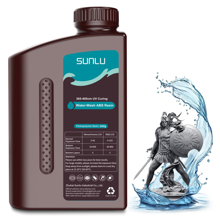 SUNLU 2000g Water-Wash ABS Resin, Combines features of ABSLIKE Resin & Water Washable Resin, Non Brittle, High