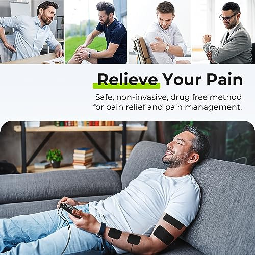 AUVON 3-in-1 TENS Unit Muscle Stimulator for Pain Relief, Large Screen