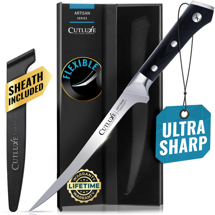 Cutluxe Fillet Knife 7"  Sharp Flexible Boning Knife for Fish & Meat
