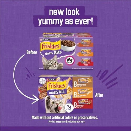 Friskies Purina Meaty Bits Cat Food Variety Pack, 24 Pack 5.5 oz Cans
