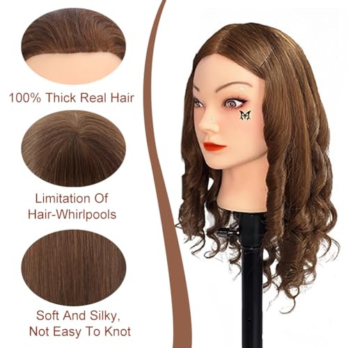 Opini Mannequin Head 100% Real Human Hair for Hairstyle Curling Practice