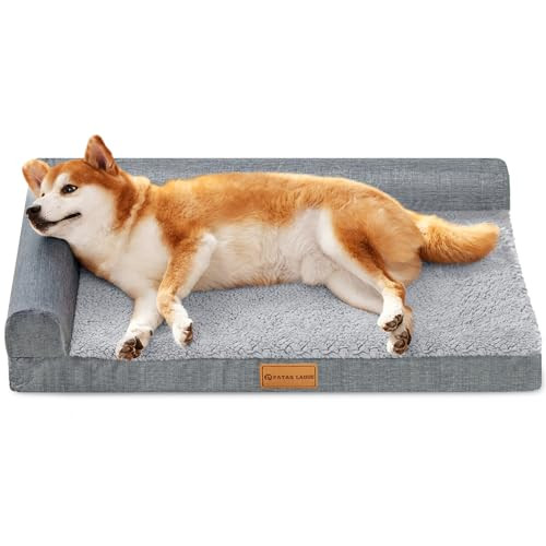 Patas Lague Orthopedic Large Dog Bed Washable Pet Sofa Bed 36''X24'' Grey