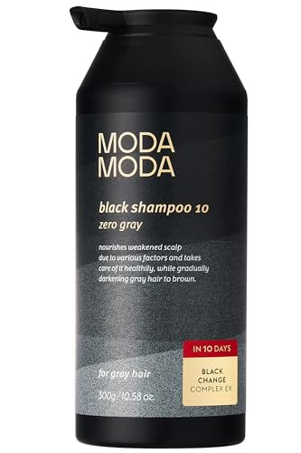 MODA MODA Zero Gray Black Hair Shampoo (10.58 Oz) | Natural Darkening Color for Hair & Scalp | Age-Defying, Volumizing