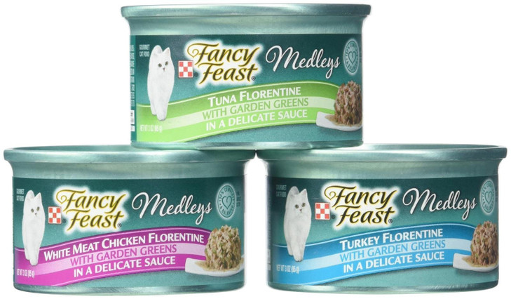 Fancy Feast Purina Medleys Cat Food Variety Pack - Florentine Collection - 3 Oz, 18 Case