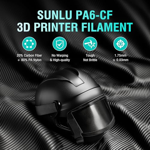 SUNLU PA6-CF 20% Carbon Fiber Nylon 1.75mm 3D Printing Filament, Black 1KG