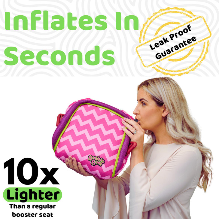 BubbleBum Inflatable Booster Car Seat for Kids, Pink