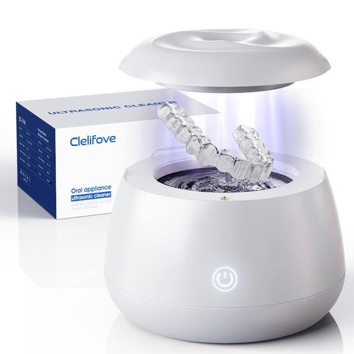 Ultrasonic Retainer Cleaner Machine 48kHz Denture and Aligner Cleaning Pod for Mouth Guards Night Guards Dental Trays