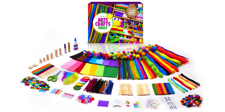 Dan&Darci Arts and Crafts Vault - Craft Supplies Kit in a Box - Birthday Gift for Kids Ages 4 5 6 7 8 9 10 11 & 12