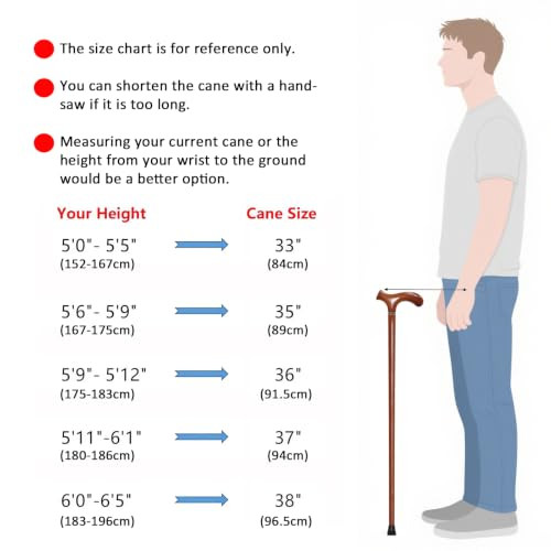 YIVIYAR Wooden Walking Cane for Men & Women & Seniors, Wood Walking Cane