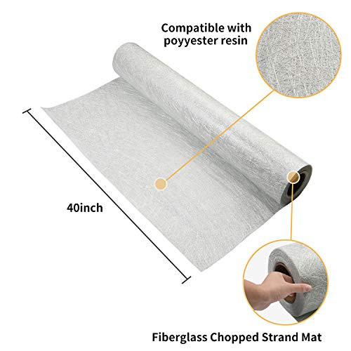 Nansheng Fiberglass Cloth Mat Roll, 40" x 5 Yards, Fiberglass Chopped Strand Mat for Molding, Casting, Roofing, Boat,