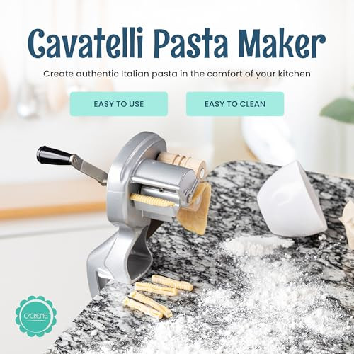O'Creme Wooden Roller Cavatelli Pasta Maker  Original Italian Pasta Roller Machine  Non-Stick Coating Wooden Rollers